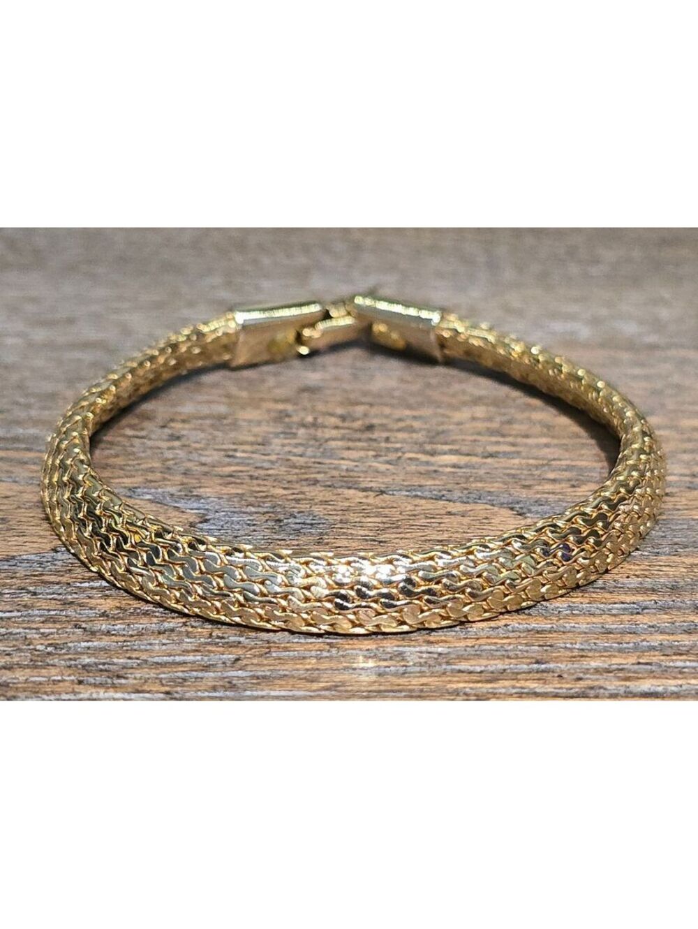 Expensive Look! Vintage Gold Plated Woven Chain Bracelet 7.25 inch
